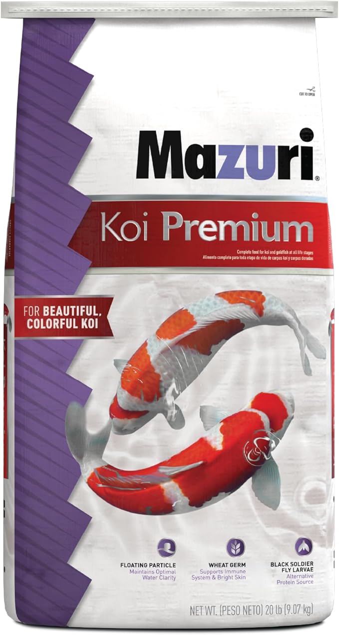 Mazuri Koi Premium Food Medium - 4mm Pellet Food for Koi Over 6 inches Long, 20 Pound (20 LB) Bag