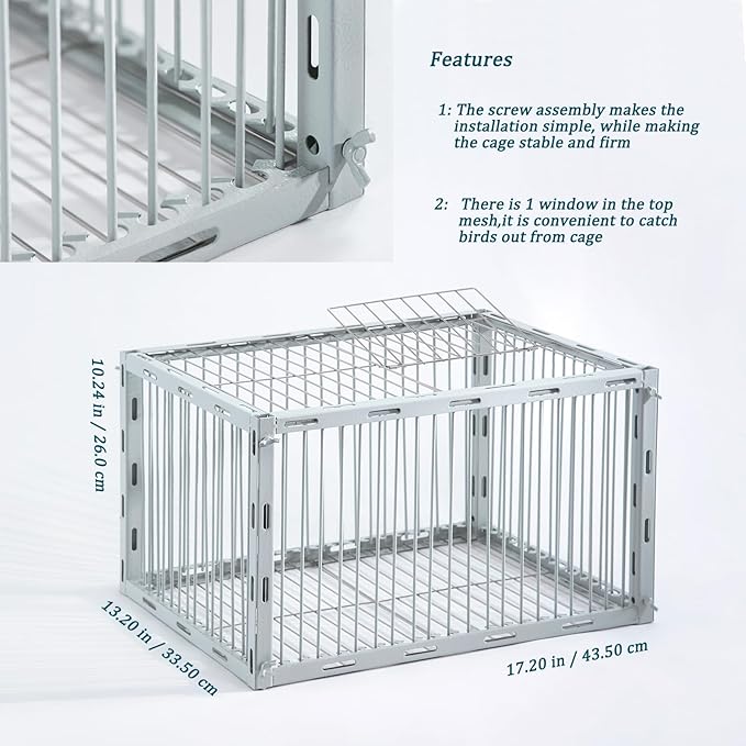 Pigeon Trap with Escape-Proof Design,Birds Trap with One-Way Entry,Chicken and Bird Traps Cage for Pigeon,Portable & Easy Assembly,Unharmful Made of High-Strength Iron with Anti-Rust Paint