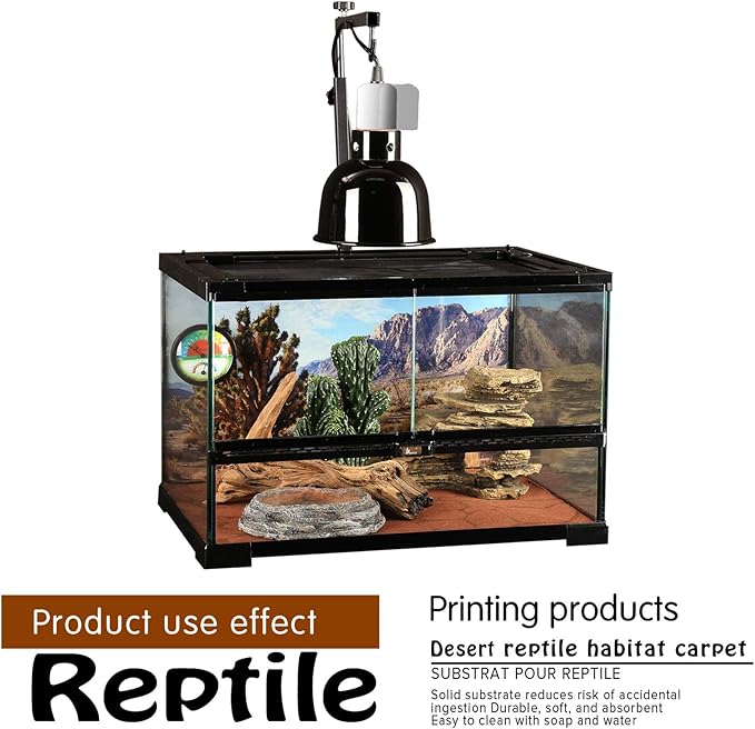 2PCS Reptile Carpet 20 Gallon, Pet Terrarium Liner, Reptiles Cage Mat/Substrate for Snakes, Chameleons, Geckos and Bearded Dragon Tank Accessories with Tweezers Feeding Tongs Desert(30*12in)