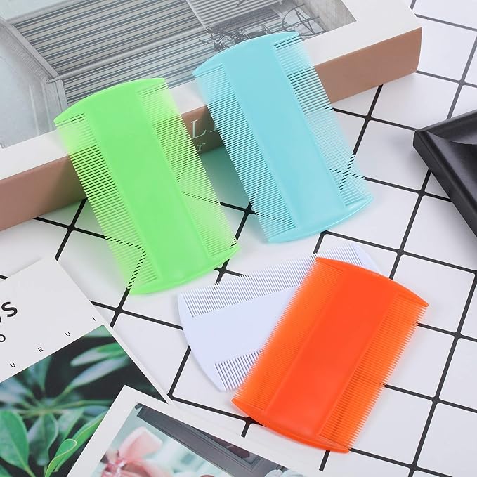 Maitys 8 Pieces Flea Lice Combs Double Sided Lice and Nit Removal Hair Grooming Plastic and Metal Comb for Humans Pets(3.5 x 2 Inch, 3.54 x 1.57 Inch,Orange, Blue, Purple, White)