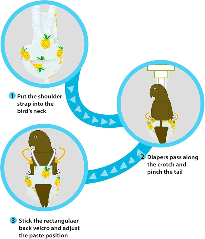 UKJENT Bird Diaper Protective Parrot Nappy - 2 Pack, Reusable Flight Suit with Waterproof Inner Layer, Washable Cute Urine Wet Suit for Parakeet Cockatiel Mini Macaw Budgie Canary(M)