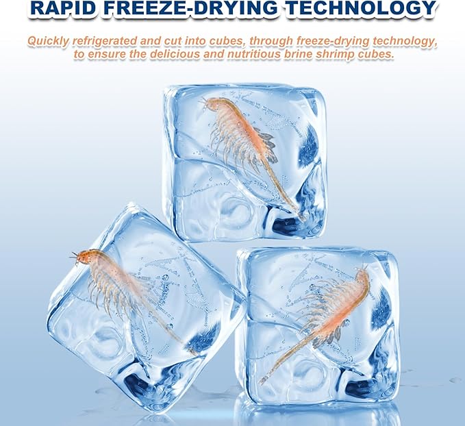 Freeze Dried Brine Shrimp Cubes -100% Pure High Protein Fish Food for Tropical, Marine & Freshwater Fish, Aquatic Turtles (4oz)