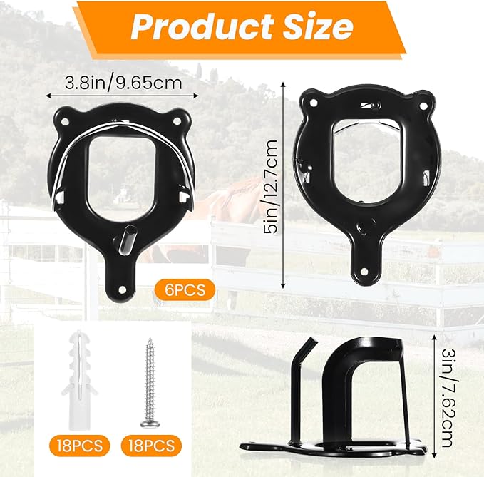 MAQUITA 6 Counts Horse Bridle Rack Bridle Bracket Bridle Hooks Horse Tack Storage Halter Hanger Metal Bridle Holder with Tubes and Screw for Horse Barn Supplies, Black