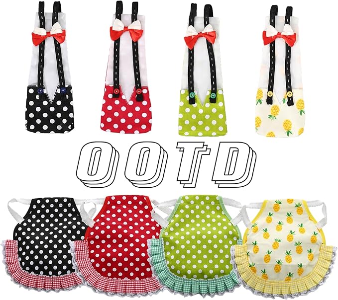 4-Pack Chicken Diapers Saddle Set for Hen with Bow Tie Reusable Handmade Washable Waterproof Inner Layer for Geese Duck Chicken- Stylish and Protective Poultry Clothes (4 Diapers+4 Saddles,Small)