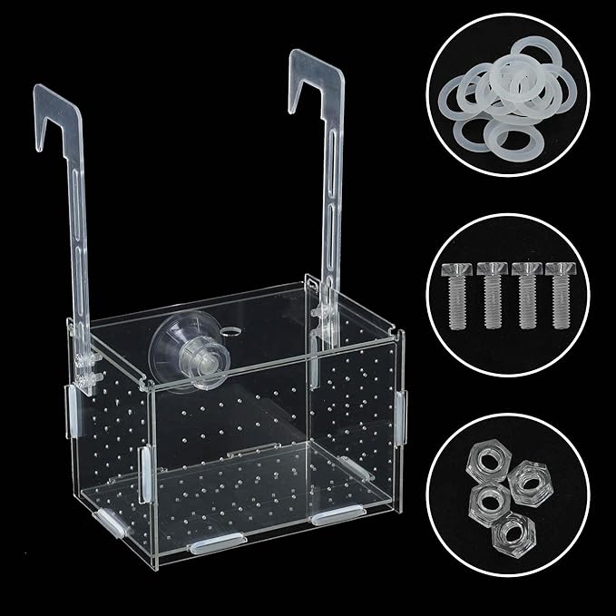 Fish Breeder Box for Fish Tank, Acrylic Fish Tank Divider, Easy to Install, 5.91"x3.94"x3.94", Clear, 1 Set
