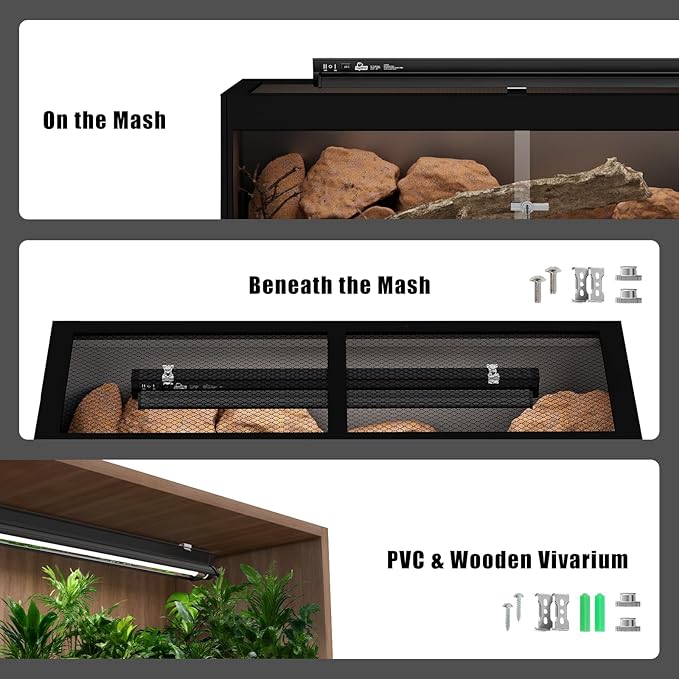 T5 HO 10.0 UVB Light for Reptiles, 24W Light Fixture Combo Kit with Switchable 5.0 & 10.0 UVB Output, 22" Fluorescent Tube UVA UVB Reptile Light for Reptile Eco-Tanks and Aquariums