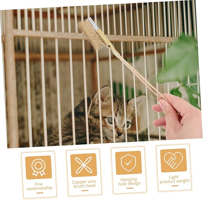 GANAZONO 1set Handle Bird Cage Brush for Easy Cleaning Wire Brush Extra Handle for Cage Maintenance and Effortless Bird Dropping Removal