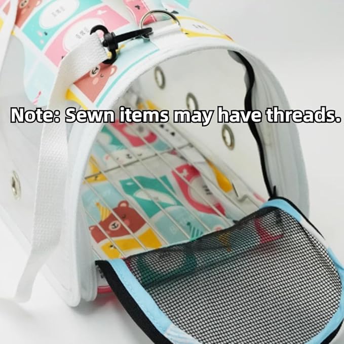 Bird Carrier Bag Bird Travel Cage with Indestructible Stainless Steel Mesh, Feeder Cups and Stand Perch, Portable Bird Travel Bag, Pet Transparent Breathable Travel Cage (Colorful,Medium)