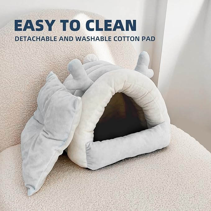 Guinea Pig Hideout, Warm Bed for Guinea Pig,Rabbits, Chinchillas, Cozy Small Animal Winter Shelter (Gray, Medium)