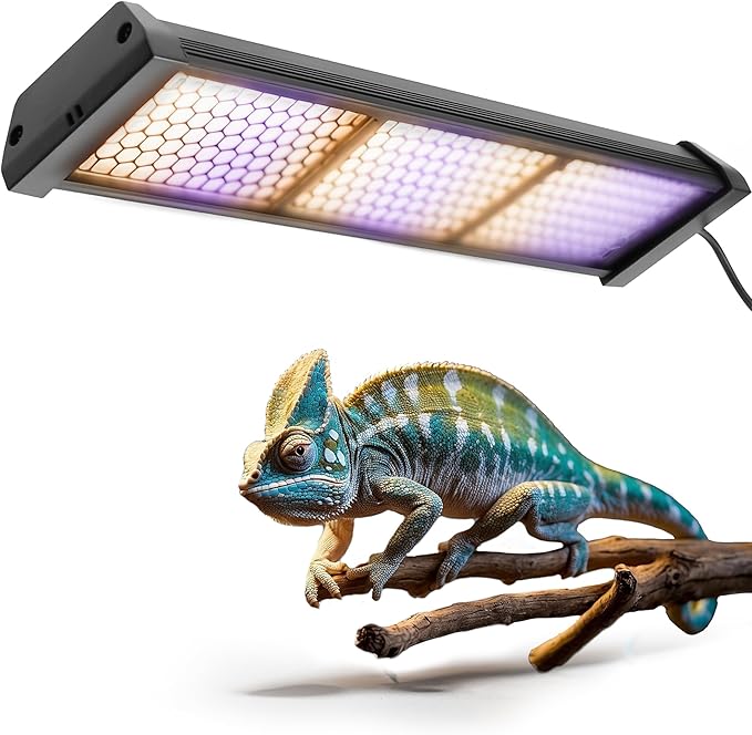 Dimmable LED Reptile UVB Lamp, 8000 Hours UVB Duration for Much Longer Lifespan, Adjustable 4/8/12-Hour Cycles, Suitable for Lizard and Chameleon, 12W, L Size