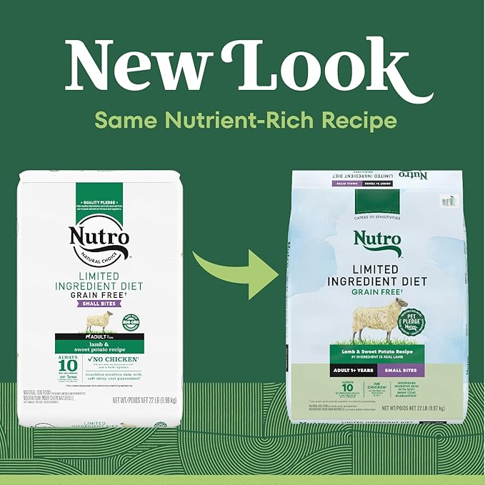 Nutro Limited Ingredient Diet Small Bites Adult Dry Dog Food, Lamb & Sweet Potato Recipe, 22 lbs.