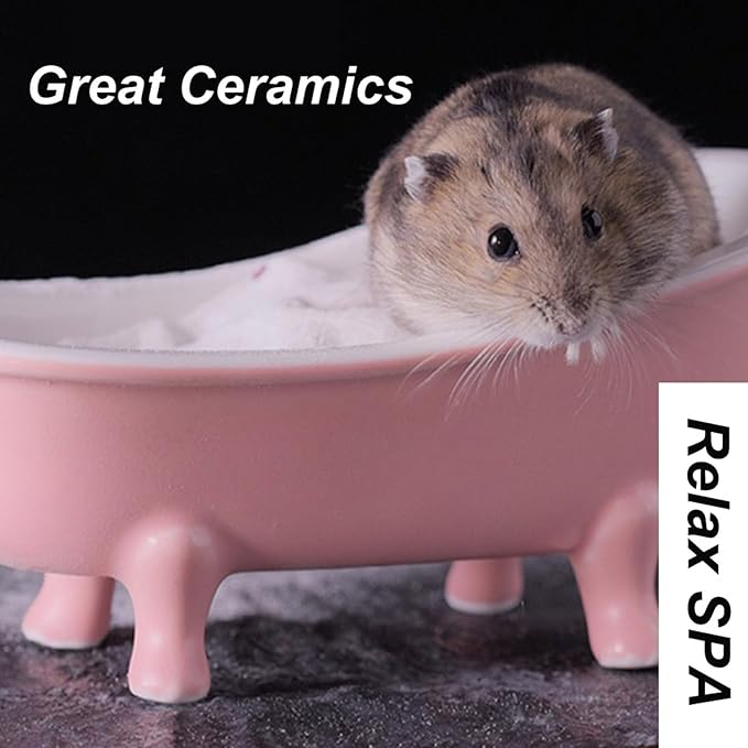 Small Animal Hamster Sand Bathtub, Bird Bathroom, Ice Accessories Cage Toys, Ceramic Relax Habitat House, Sleep Pad Nest for Hamster, Food Bowl for Guinea Pigs/Squirrel/Chinchilla