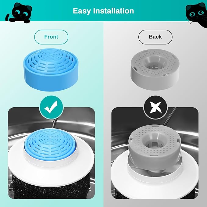 8-Pack Cat Water Fountain Replacement Filter for 2.0L/67oz Automatic Dog Water Dispenser, Activated Carbon Pet Fountain Filter for Stainless Steel 2.0L Automatic Circulating Pet Bowl