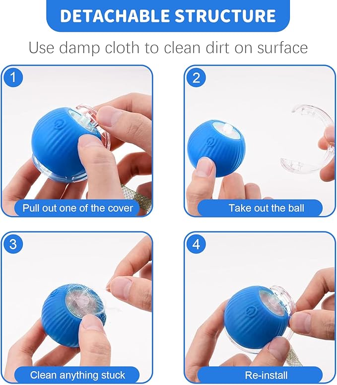 Interactive Cat Toys for Indoor Cats Smart Automatic Ball Rolling for Bored Kitten Pet Upgraded Speedy Moving Chase Dogs Toy Blue