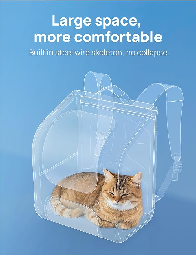 Pecute Cat Backpack Carrier Expandable, Large Space Cat Bubble Backpack, Breathable Cat Carrier, Shaded Dog Backpack Carrier for Travel, Hiking, Suitable for Shopping, and Vet, Gray