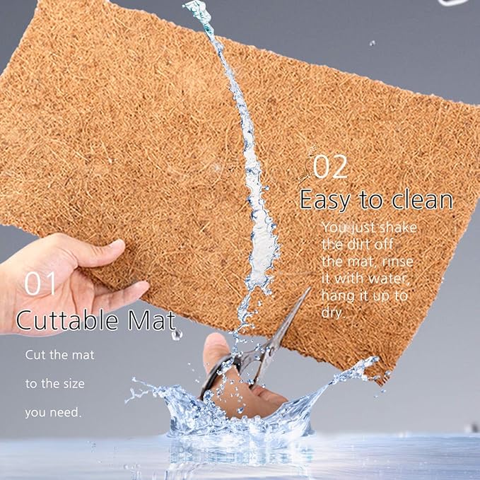 Tortoise Bedding Reptile Carpet Natural Coconut Fiber Mat 36" x 18" Carpet for Bearded Dragon 2 Pack Terrarium Carpet Terrarium Liner for Pet Lizard, Chameleon, Bearded Dragon, Iguana, Tortoise