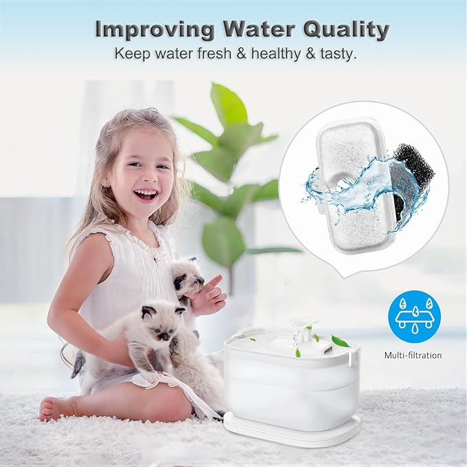 20 Pack Cat Water Fountain Replacement Filter for Petlibro Dockstream Cat Water Fountain PLWF005/PLWF115/PLWF105, Pet Fountain Replacement Filters with Pre-Filter Pump Sponges(20+20)