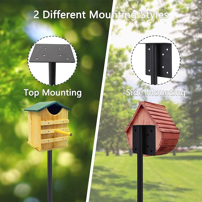 Bird Feeder Pole Kit 110 Inch,Bird House Pole for Outdoors Heavy Duty,5 Base Prongs Adjustable Birds Feeder Stand for House