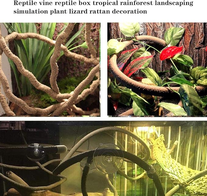 Hamiledyi Bearded Dragon Tank Accessories Lizard Hammock Climbing Jungle Vines Adjustable Leash Bat Wings Flexible Reptile Leaves with Suction Cups Reptile Habitat Decor for Gecko,Snakes,Chameleon