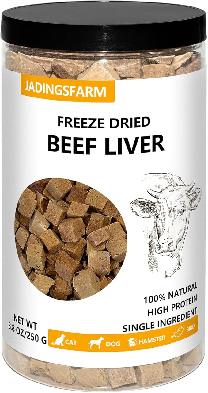 Freeze-Dried Raw Beef Liver Dog Treats, Single Ingredient, High Protein, Grain Free, Gluten Free, Healthy Training Treats & Meal Topper 8.8 oz