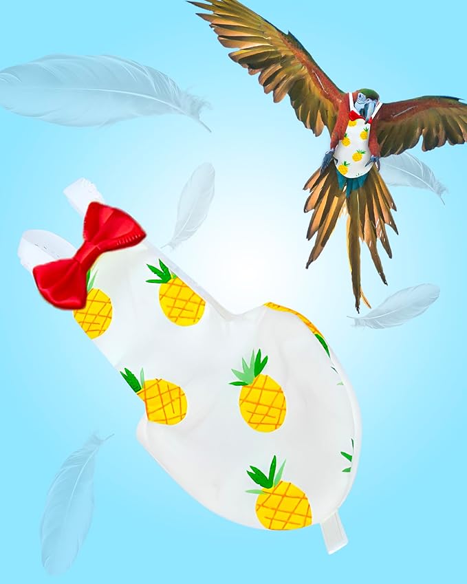 UKJENT Bird Diaper with 78 Inch Flying Leash - 2 Pack, Reusable Flight Suit with Waterproof Inner Layer, Washable Cute Urine Wet Suit for Cockatiel Monk Parakeet Sun Parakeet Lory(M)
