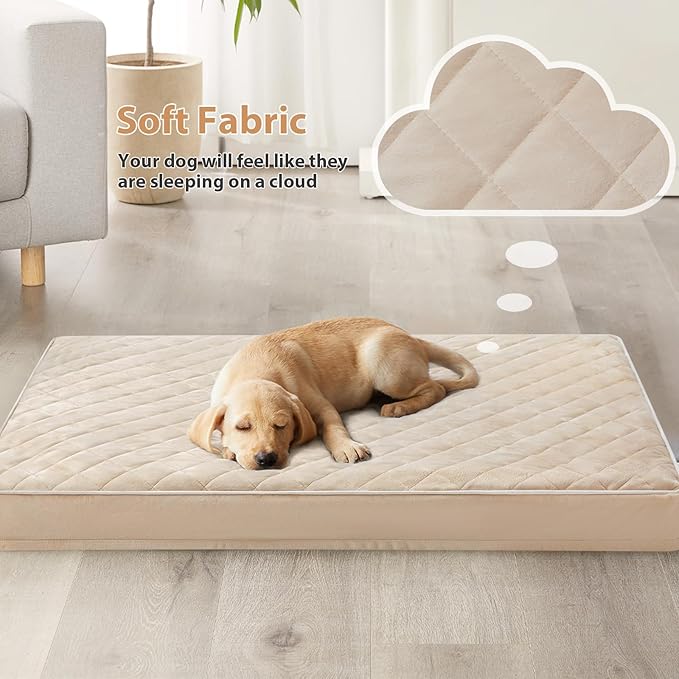 WNPETHOME Orthopedic Big Dog Beds Large Sized Dog, Waterproof Extra Large Dogs Bed with Removable Washable Cover, Multi-Needle Quilting Dogs Crate Bed