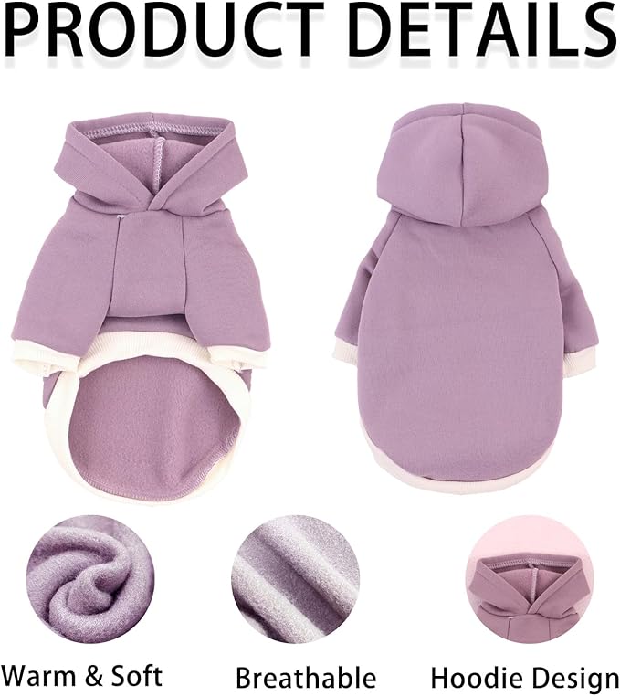 Custom Dog Hoodie, Personalized Sweatshirt with Photo Text Name Logo, Customized Hooded Sweater for Small Medium Large Dogs & Cats (Purple, Large)