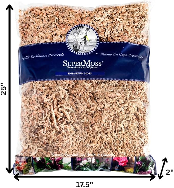 SuperMoss 7 59834 22303 0 Orchid Sphagnum Moss, 1400 in3 Bag (Appx. 32oz), Natural White