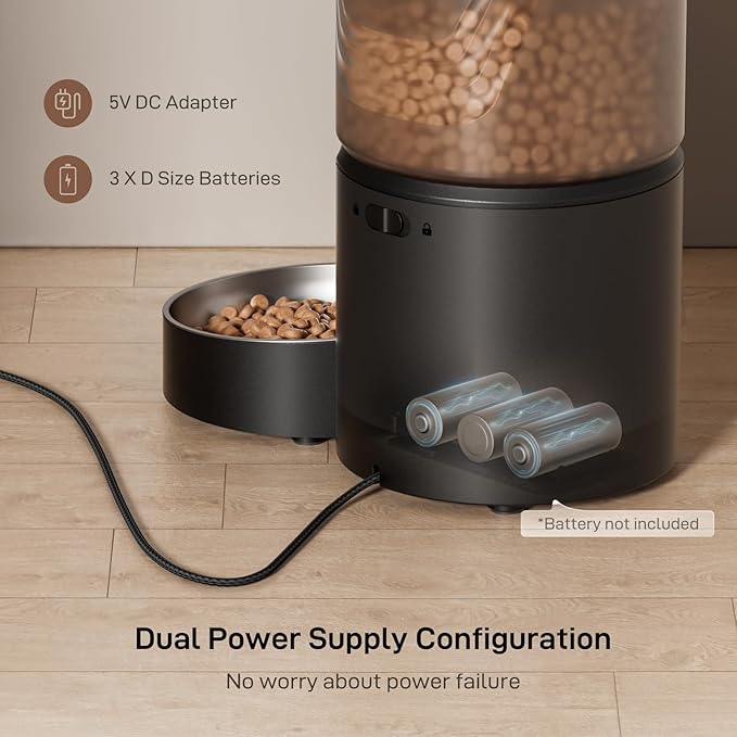 Automatic Cat Feeder and Water Fountain: 3L Timed Precise Cats Food Dispenser& Reliable Programming 1-6 Meals/Day- 3L Cat Water Dispenser with Filter- Auto Pet Feeder Easy to Clean