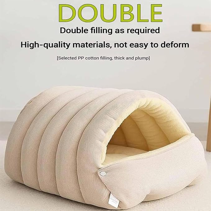 Expectation Cat Bed, Removable and Washable Winter Closed-Off Cat Bed, Soft Fluffy Warm Autumn/Winter Cats House, Washable Non-Slip Pet Sleeping Bag for Indoor Cats Small Dogs (I,Medium)