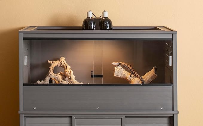 New Age Pet ECOFLEX Two Large Reptile Enclosures with Matching Stacker Combo Set in Grey