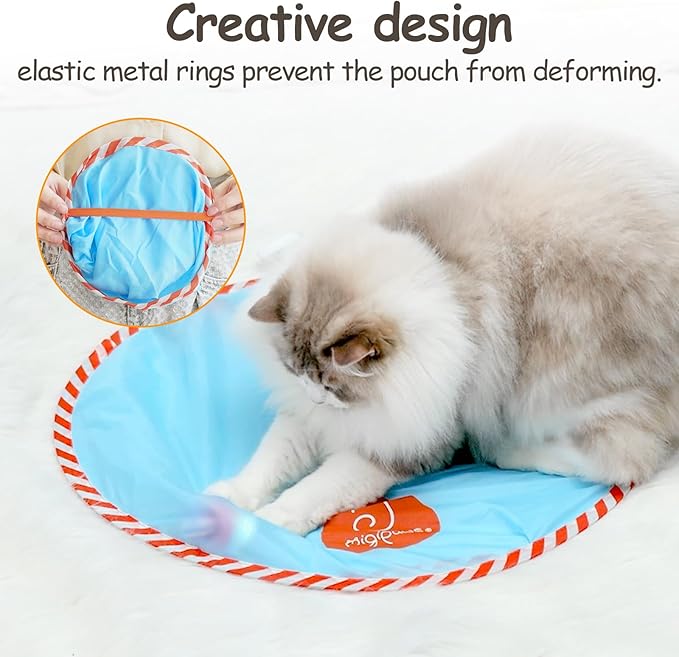 Migipaws Interactive Cat Ball Toy Set, Fun Tracker, Glowing Chase Ball with MystiChaser Pouch, Fluffy Tail, Small Mouse – Cat Toys for Bored Indoor Cats(Rose)
