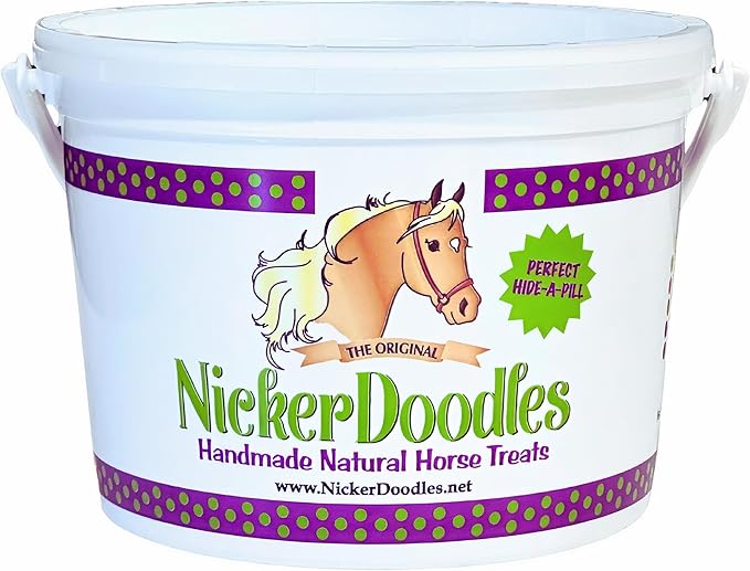 Horse Treats - 5 lb Pail - Effortlessly Give Medications with Our Soft Baked Treats - Training Treats are The Perfect Motivator - No Additives or Preservatives Handles May Vary