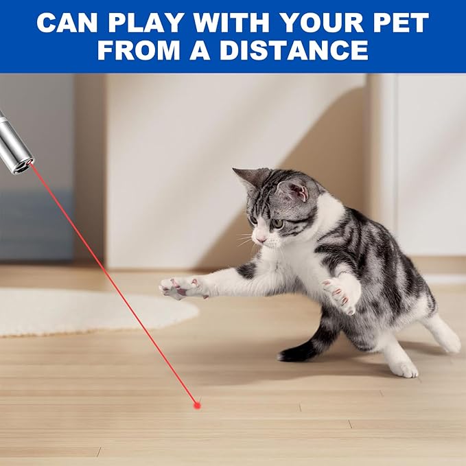 Laser Pointer, Cat Toys for Indoor Cats, Kitten Dog Laser Pen Toy, Red Dot LED Light Pointer Interactive Toys for Indoor Cats Dogs, USB Charging, 5 Switchable Patterns