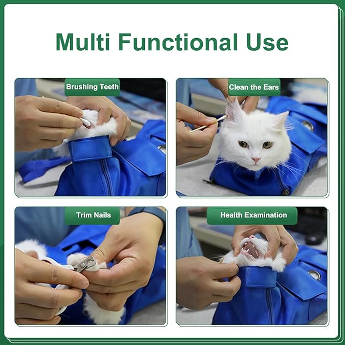 HDKUW Cat Grooming Bag,Foldable Travel Carrier for Cats,Anti-Bite Anti-Scratch Cat Grooming Restraint Bag,Pet Carrier for Administering Eye Drops,Ear Cleaner,Clipping Nails Orange L