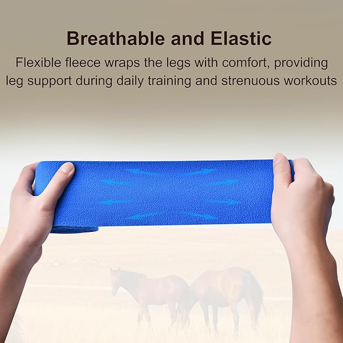 Horse Polo Leg Wraps, Fleece Wraps Elastic Bandages, Comfort Equestrian Standing Wraps, Set of 4, Boot Protection Stable Wraps Supplies (Full 10ft White)