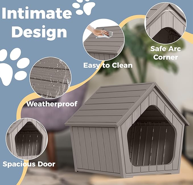 DRATO Outdoor Waterproof Cat House,23.43×22.64×22.8 Inches,Insulated Cat Shelter Feral for All Seasons,Easy to Assemble,Suitable for Cats and Small Dogs (Light Brown, 23.43×22.64×22.8 Inches)