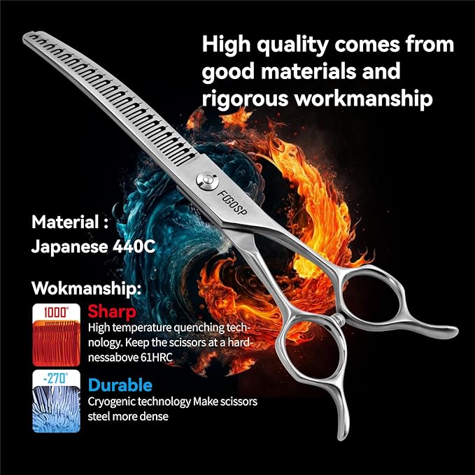 Save-effort Curved Chunkers Dog Grooming Scissors 7in Gradual tooth width Thinning Shears for Dogs Pet Cat Light Cutting Feel 23 Tooth 70% Thinning Rate Japan 440C