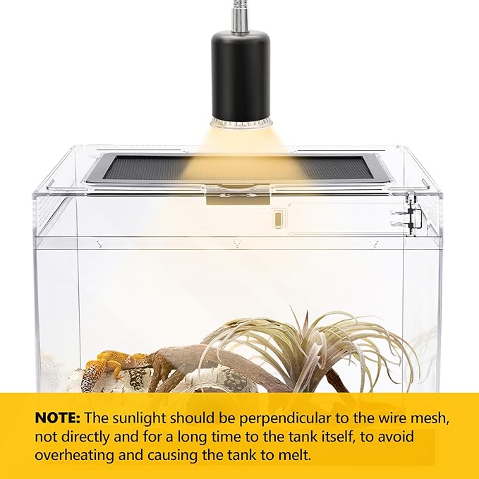 Reptile PC Terrarium,Anti Breakage 19.5x9.4x10.5 in Amphibians Tank Starter Kits,Top Sliding Door Gecko Starter Screen Ventilation Mini Habitat Cages,Hygrometer Thermometer,Hide Cave,Tweezer,Sprayer