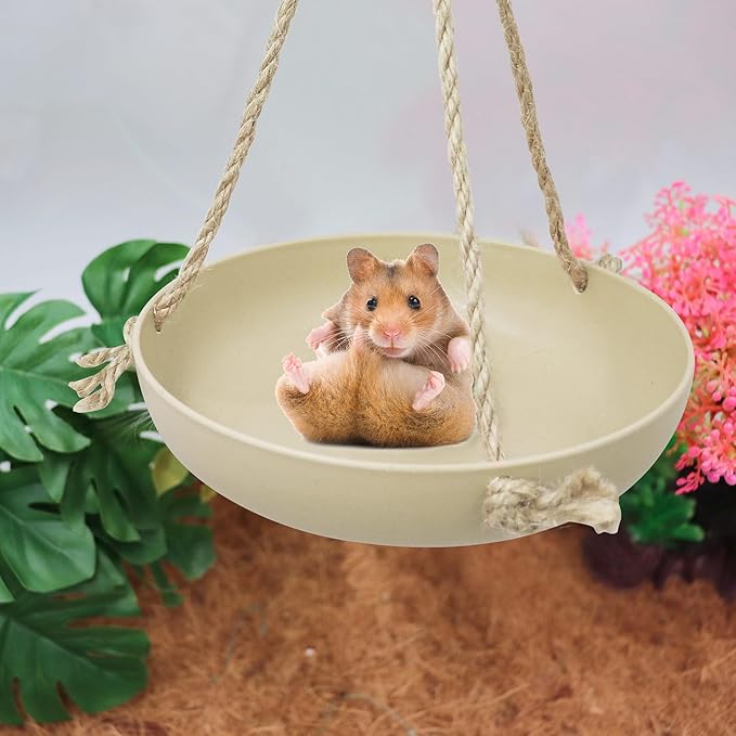 Frog Swing Toys, Plastic Reptile Amphibian Climbing Toys, Tank Aquarium Terrarium Decoration Accessories, Suitable for Frog Gecko Lizard Chameleon Hermit Crab (Beige, Small)