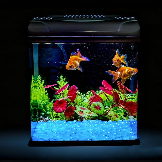 Oubest Fish Tank Rocks Glow Blue/Glow in The Dark Pebbles for Garden/Fish Tank/Aquarium/Plant Pots/Bonsai Walkway/Driveway 200pcs