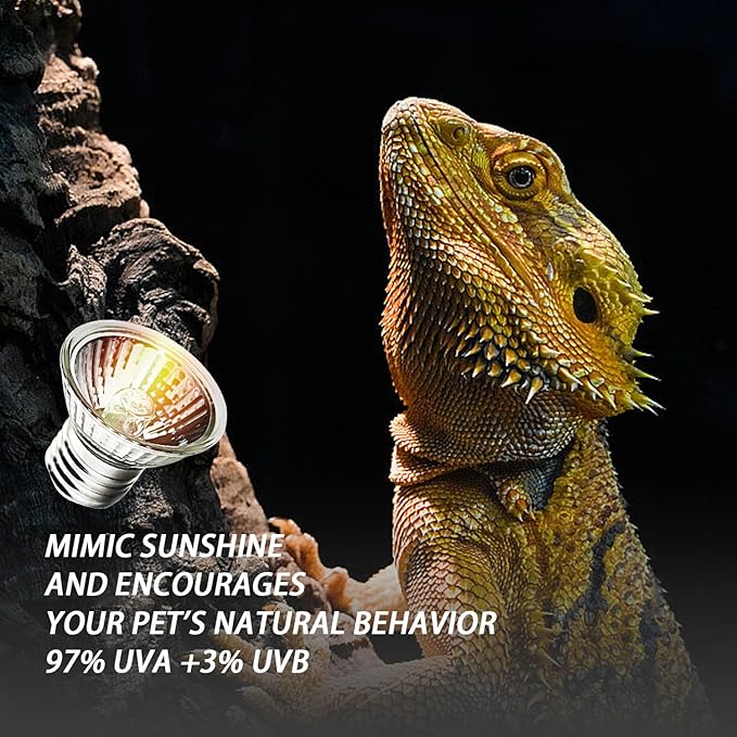 75W UVA UVB Bulbs, Light Turtle Heat Lamp for Reptiles and Amphibian Tanks, Terrariums and Cages, Fit E26 Heat Reptile Lamp,Works with Various Lamp Fixtures 2-Pack
