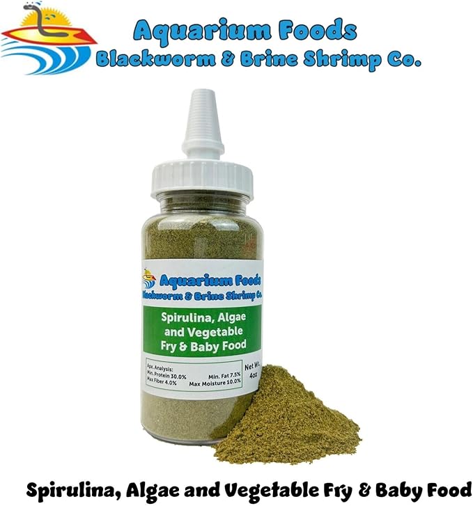 Aquatic Foods Inc. Spirulina, Algae, Vegetable Powder for Tropical Fish Fry and Babies, Corals, Anemones…4oz Squeeze Bottle