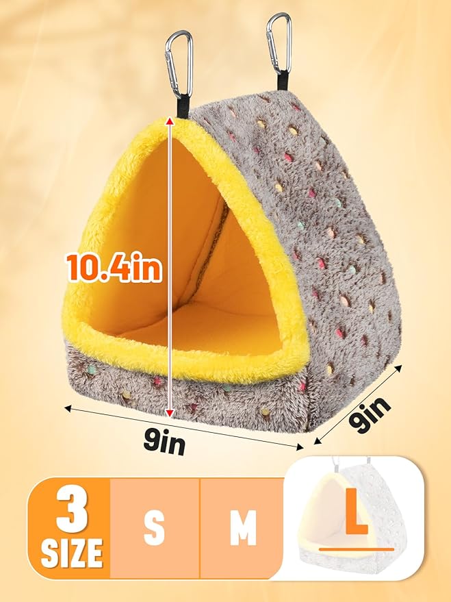 MEWTOGO Large Winter Warm Bird Nest House, Comfortable Bird Bed for Cage with Mat, Hanging Hammock Shed Hideaway Hut Gift for Macaws African Grey Amazon Parrots
