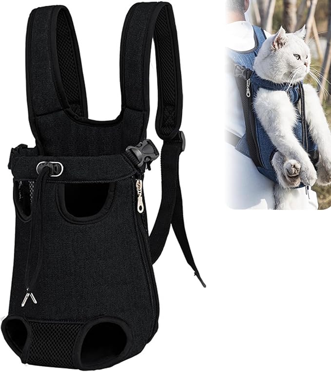 Portable Pet Carrier Backpack, Adjustable Pet Front Cat Dog Carrier Backpack Travel Bag for Small Medium Dogs Cats Puppies, Cat Backpack Carrier for Hiking Cycling (K, S)