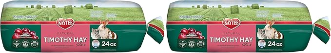 Kaytee All Natural Timothy Hay Plus Cranberries for Guinea Pigs, Rabbits & Other Small Animals, 24 Ounce (Pack of 2)