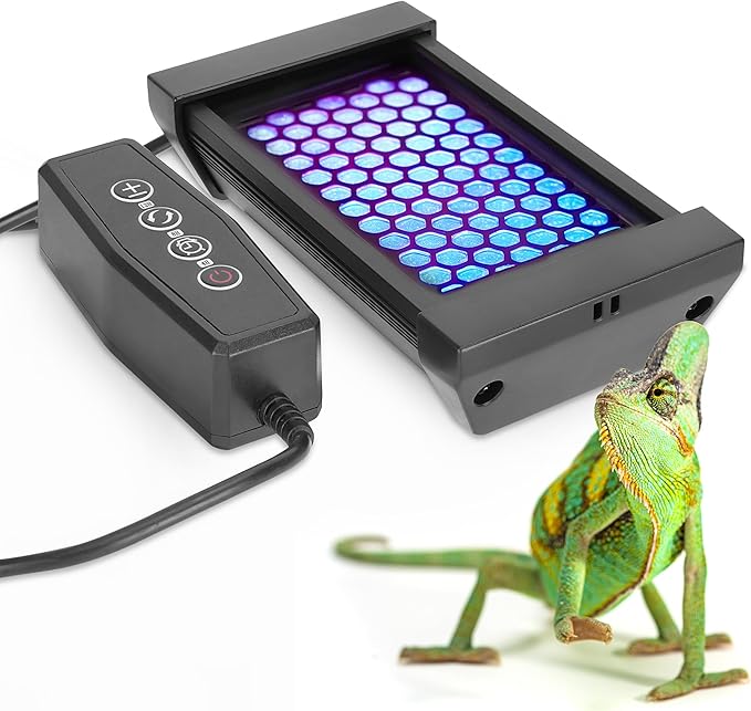 Dimmable LED Reptile UVB Lamp, 8000 Hours UVB Duration for Much Longer Lifespan, Adjustable 4/8/12-Hour Cycles, Suitable for Tortoise and Gecko, 4W, S Size