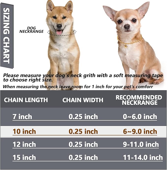HOWWFALY Dog Collar and Cat Chain Necklace Stainless Steel Adjustable 18K Gold Heart-Shaped Necklace for Small Pets Cats Kitten Puppy (Gold, 10 inch)