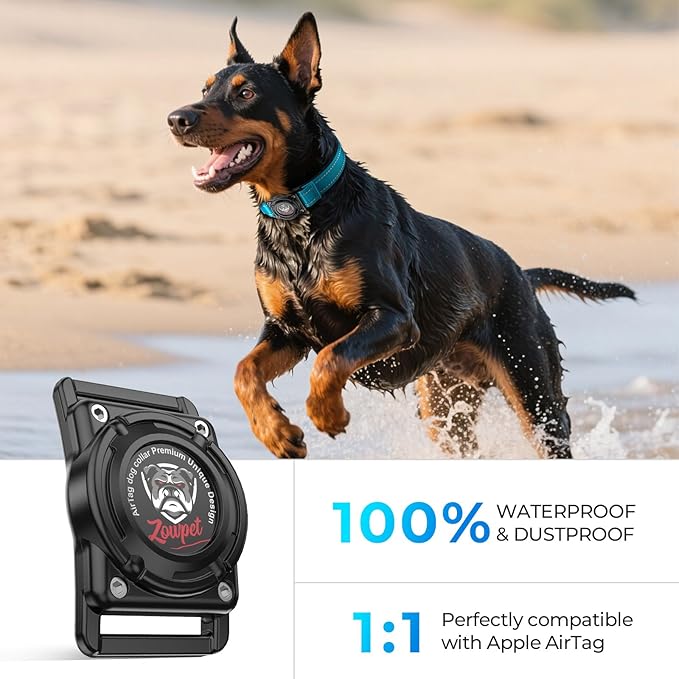 2025 Upgrade Airtag Dog Collar, Reflective Dog Collar with Airtag Holder, IP68 Waterproof| Metal Buckle| Ultra-Durable| Comfortable Padded, GPS Dog Collars for Medium Large Dogs (Blue,M)