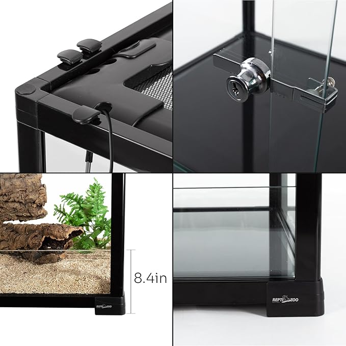 REPTIZOO 120 Gallon Tall Reptile Terrarium 24" x 24" x 48" Large Tempered Glass Reptile Tank, Front Opening Chameleon Cage with Top Screen Ventilation(Knock-Down)